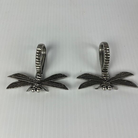 Pier 1 Imports Set Of 2 Dragonfly Napkin Rings Silver Pewter Spring - Picture 5 of 7